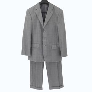 Vinci Men’s Gray 2pc Suit 42R Jacket Pants Zipper Repair Needed AS IS